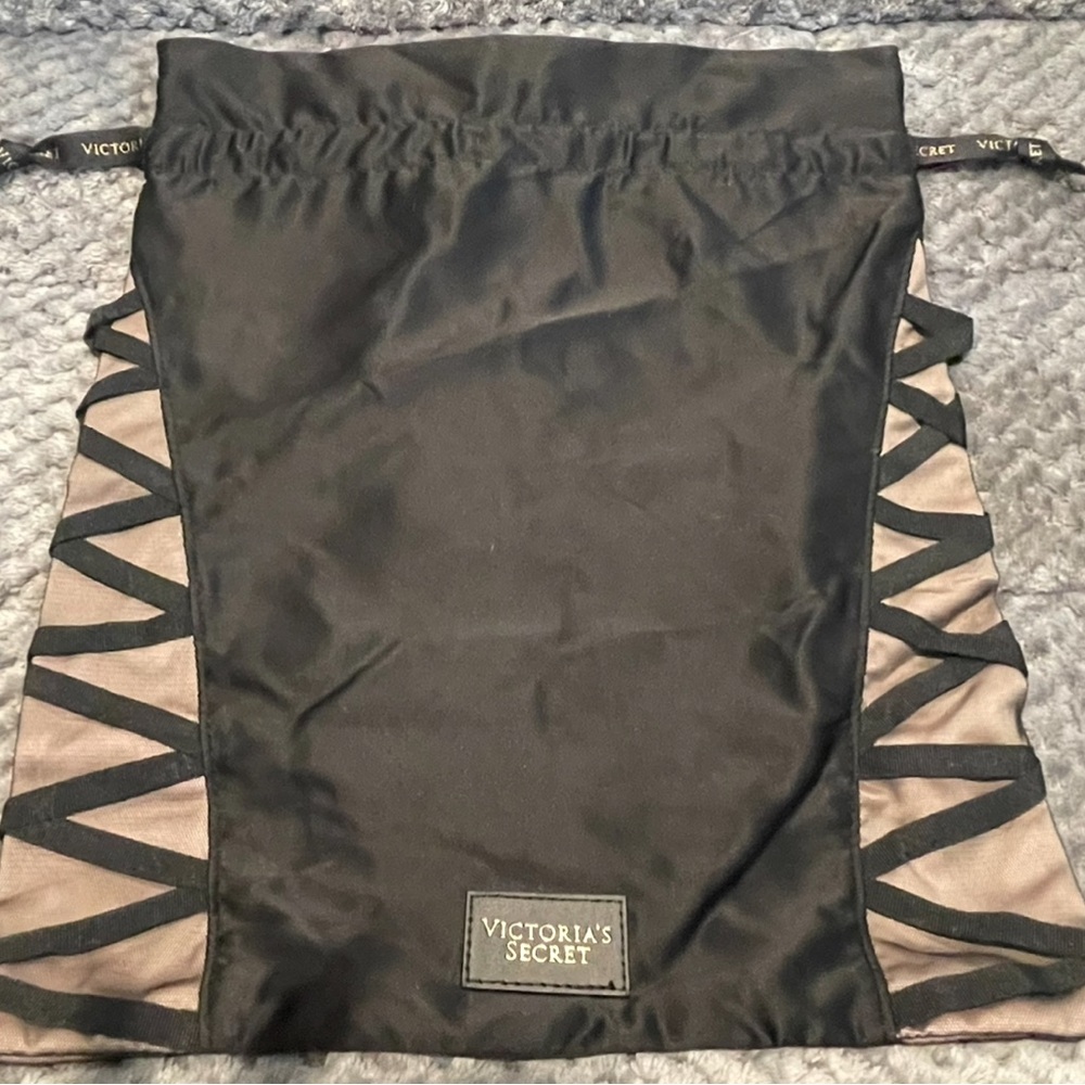 (2)Victoria's Secret Black Bags with Pink Hearts & (1) corset style - Picture 2 of 4